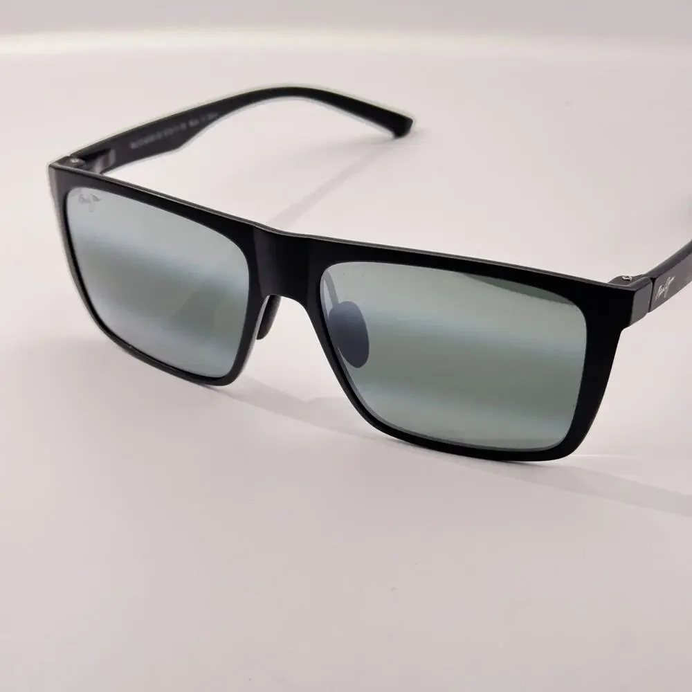 Maui Jim Sunglasses Honokalani MP-BG MJ455-02 Black Square Gray Polarized Lens